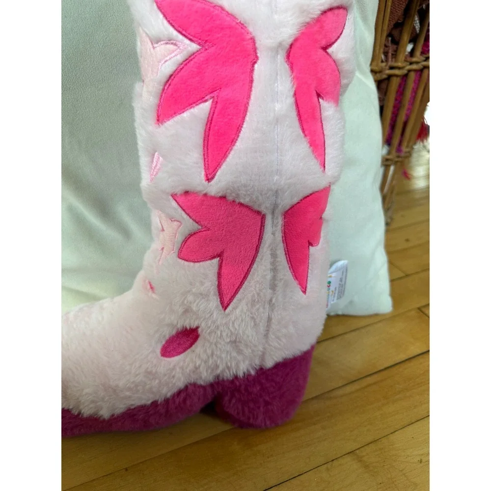 Mimicoco Pink Plush Cowboy Boot Decorative Pillow Western Decor weighted